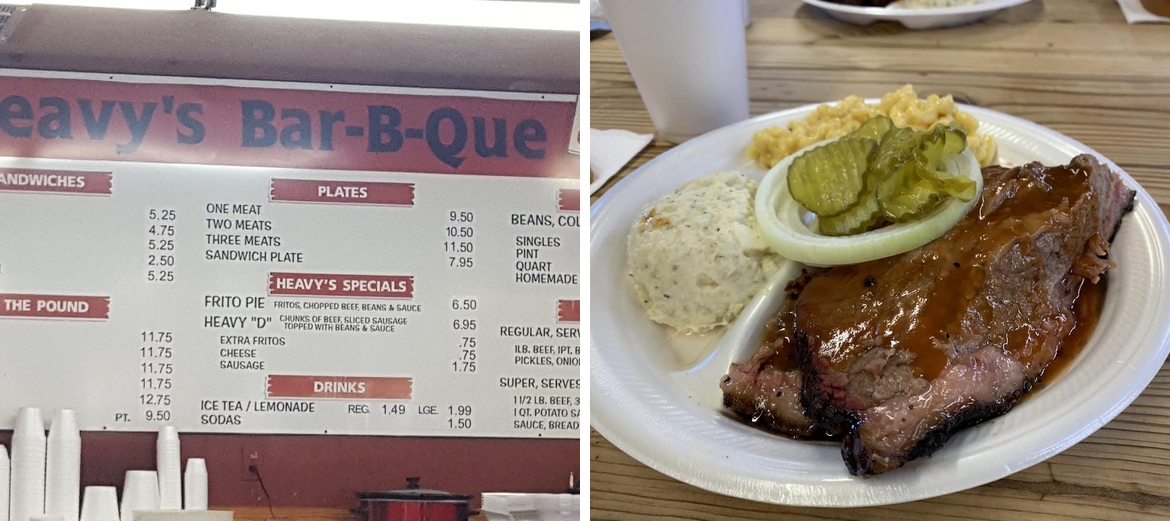 Heavy's Bar B Que Menu